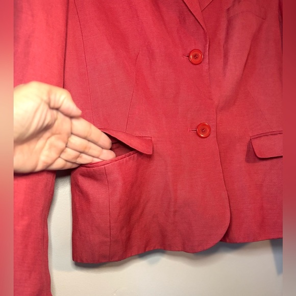 Talbots red silk linen blazer jacket - Picture 2 of 9